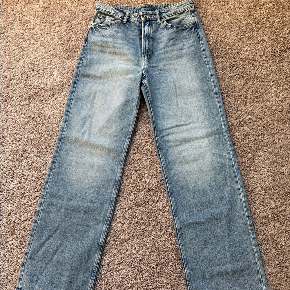 Denim Light Blue Straight Leg Women's Jeans (H&M)